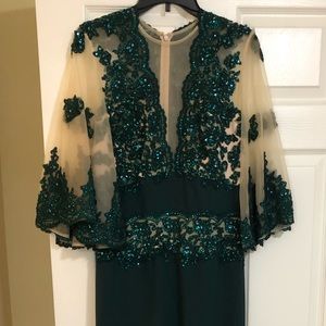Dark green evening gown